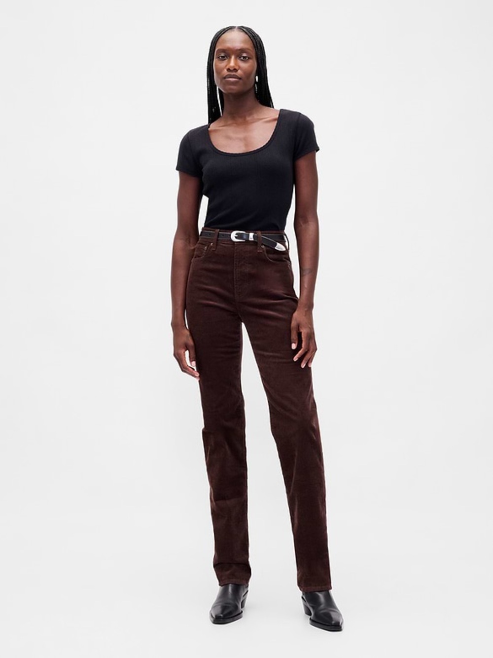 GAP Women's Straight-Leg Corduroy Jeans - brown